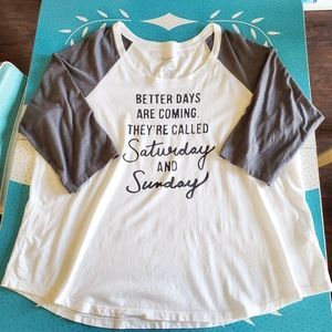 Torrid 3/4 Baseball Tee White Grey Size 3